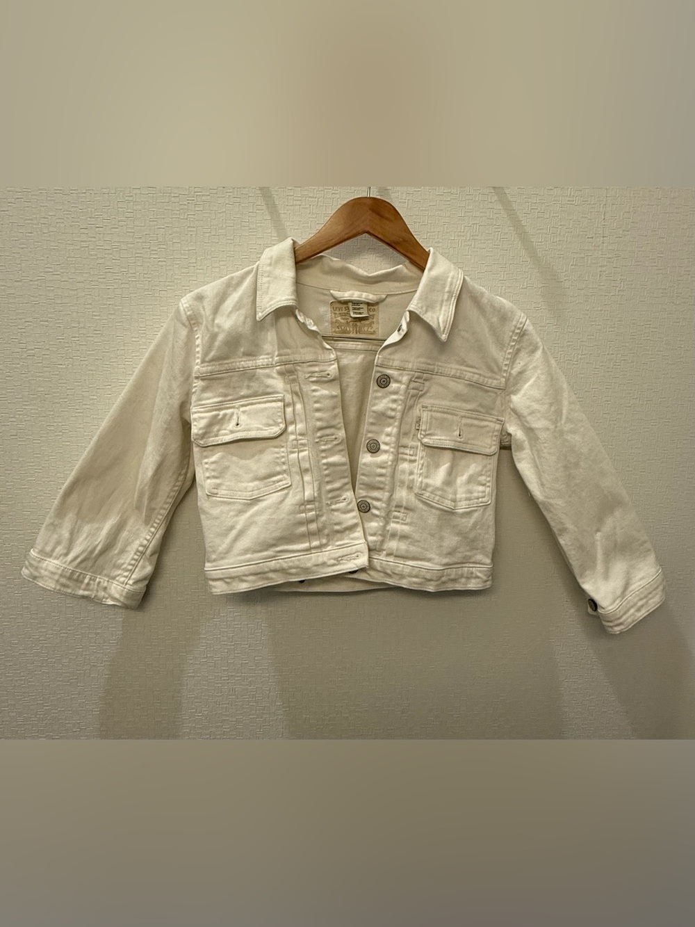 Levi's White Cropped Denim Trucker Jacket
